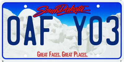 SD license plate 0AFY03