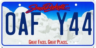 SD license plate 0AFY44