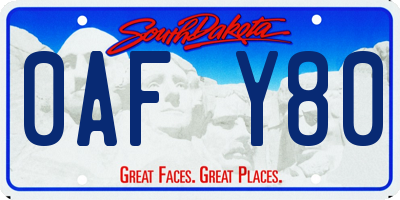 SD license plate 0AFY80