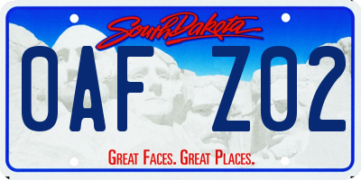 SD license plate 0AFZ02