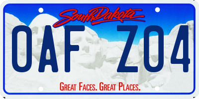 SD license plate 0AFZ04