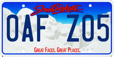 SD license plate 0AFZ05