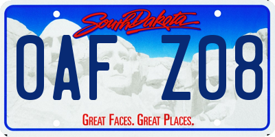 SD license plate 0AFZ08