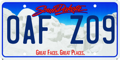 SD license plate 0AFZ09