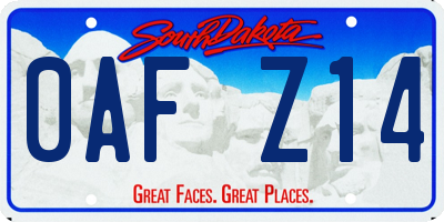 SD license plate 0AFZ14