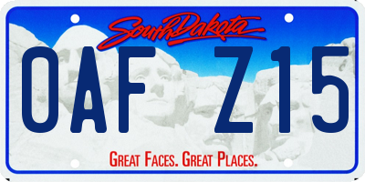 SD license plate 0AFZ15