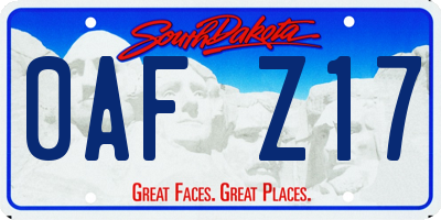 SD license plate 0AFZ17