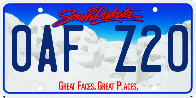 SD license plate 0AFZ20