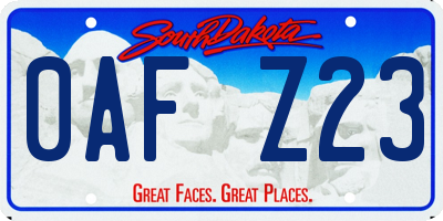 SD license plate 0AFZ23