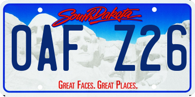 SD license plate 0AFZ26