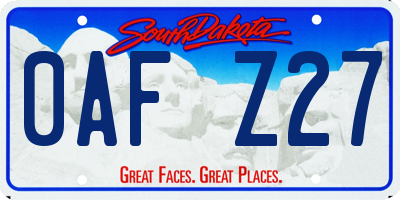 SD license plate 0AFZ27