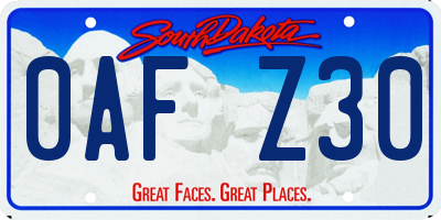 SD license plate 0AFZ30