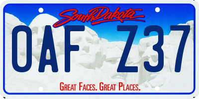 SD license plate 0AFZ37