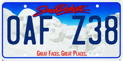 SD license plate 0AFZ38