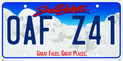 SD license plate 0AFZ41