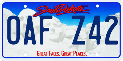 SD license plate 0AFZ42