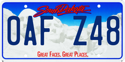 SD license plate 0AFZ48