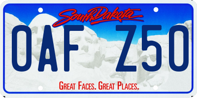 SD license plate 0AFZ50