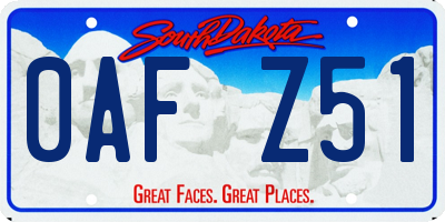 SD license plate 0AFZ51