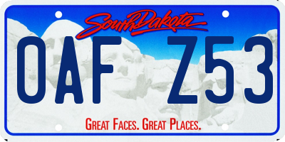 SD license plate 0AFZ53