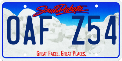 SD license plate 0AFZ54