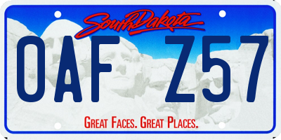 SD license plate 0AFZ57