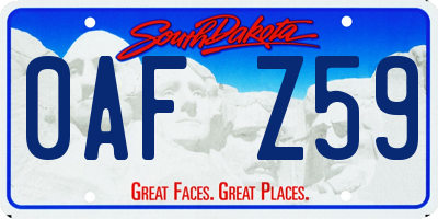 SD license plate 0AFZ59