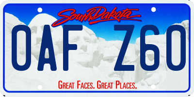 SD license plate 0AFZ60