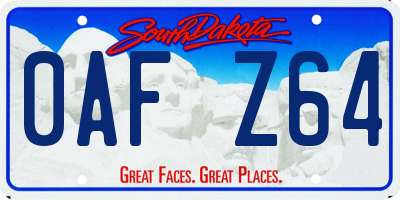 SD license plate 0AFZ64