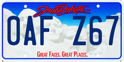 SD license plate 0AFZ67