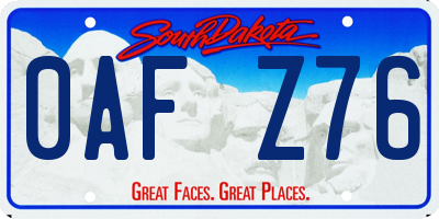 SD license plate 0AFZ76