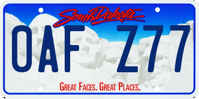 SD license plate 0AFZ77