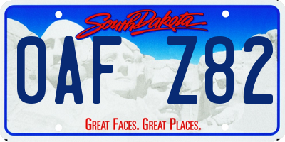 SD license plate 0AFZ82