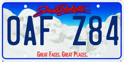 SD license plate 0AFZ84