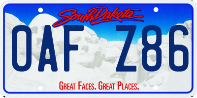 SD license plate 0AFZ86