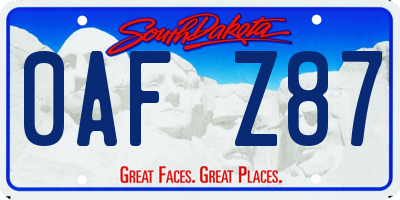 SD license plate 0AFZ87