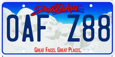 SD license plate 0AFZ88