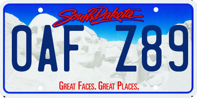 SD license plate 0AFZ89