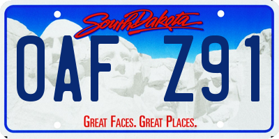 SD license plate 0AFZ91