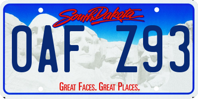 SD license plate 0AFZ93