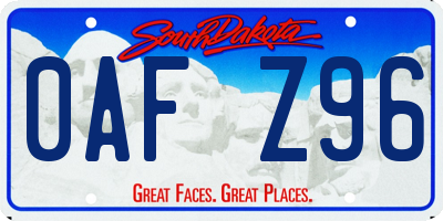 SD license plate 0AFZ96