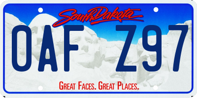 SD license plate 0AFZ97