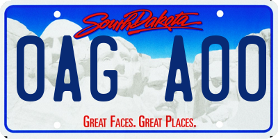 SD license plate 0AGA00