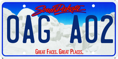 SD license plate 0AGA02