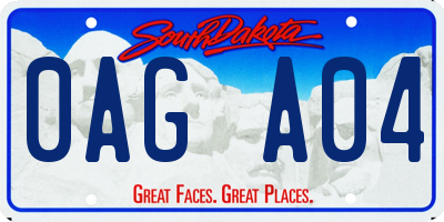 SD license plate 0AGA04