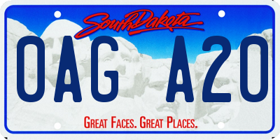 SD license plate 0AGA20