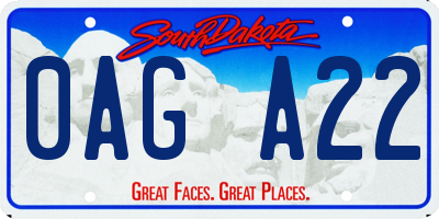 SD license plate 0AGA22