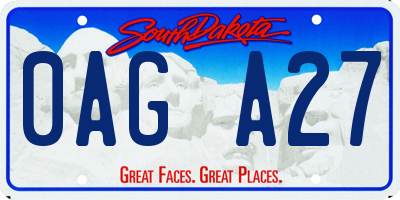 SD license plate 0AGA27