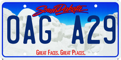 SD license plate 0AGA29