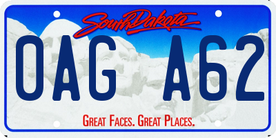 SD license plate 0AGA62